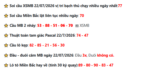 Phân tích những cầu lô đẹp ngày 22-7-2026
